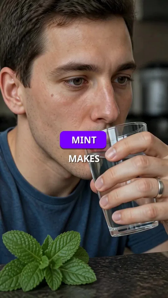 A glass of water and mint leaves in an illustrated explanation