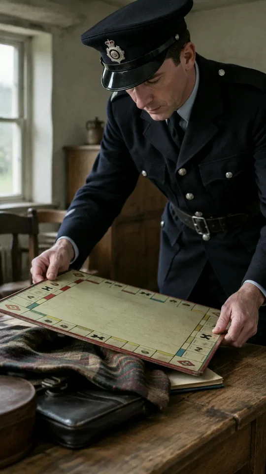 Police officer examining a Monopoly board